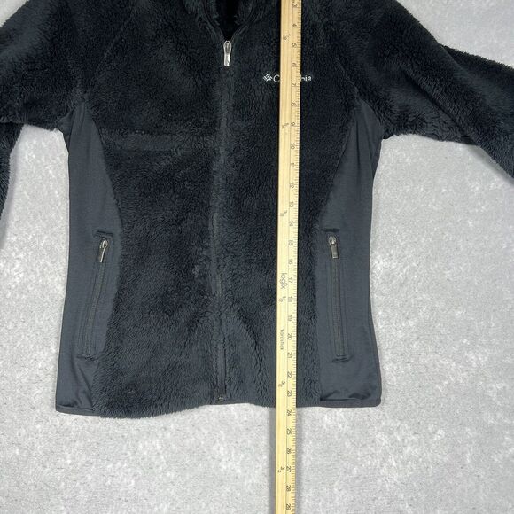 Columbia Fleece Full Zip Jacket Womens SM Black Embroidered Teddy Sherpa Sweater - Picture 4 of 7